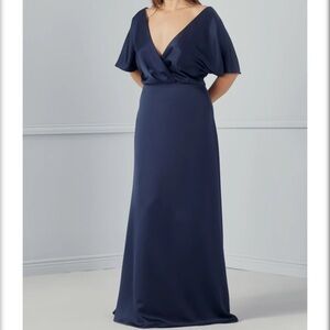 Amsale Navy Blue Floor Length Diem Dress Size 8 GB144S